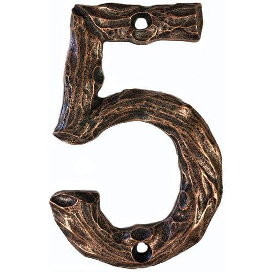 LHN5-AC Log House Number 5, Antique Copper, 1 piece